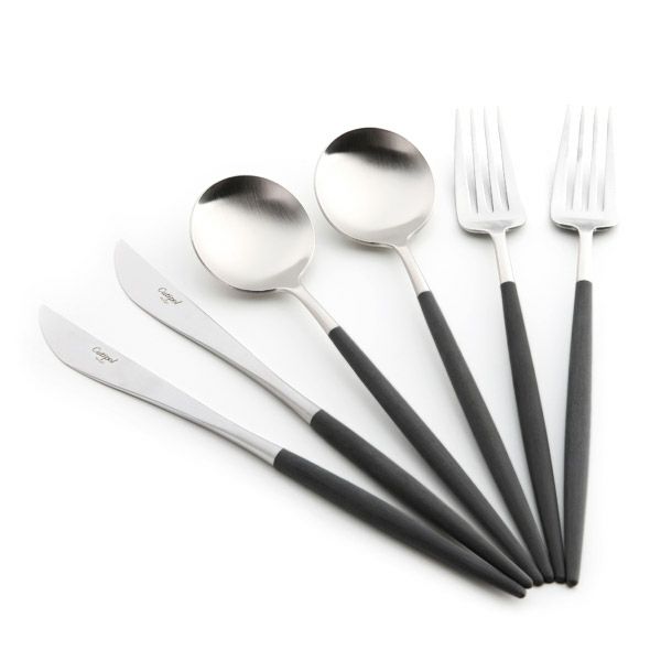 クチポール ゴア GOA ブラック／シルバー テーブル6点セット マット仕上げ 【ブランドボックス付】