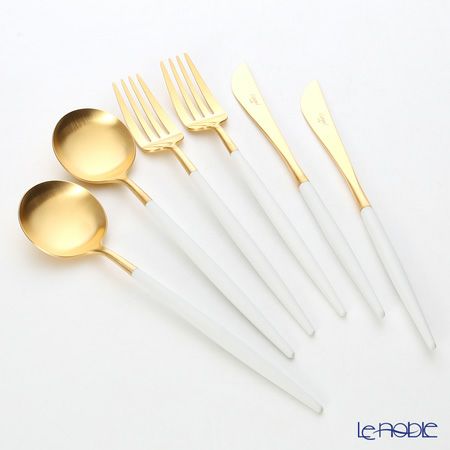 クチポール ゴア GOA ホワイト／ゴールド テーブル6点セット マット仕上げ 【ブランドボックス付】