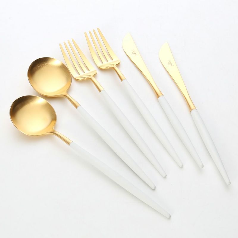 クチポール ゴア GOA ホワイト／ゴールド テーブル6点セット マット仕上げ 【ブランドボックス付】