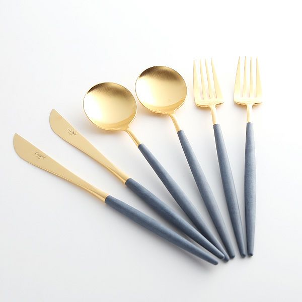 クチポール ゴア GOA ブルー／ゴールド テーブル6点セット マット仕上げ 【ブランドボックス付】