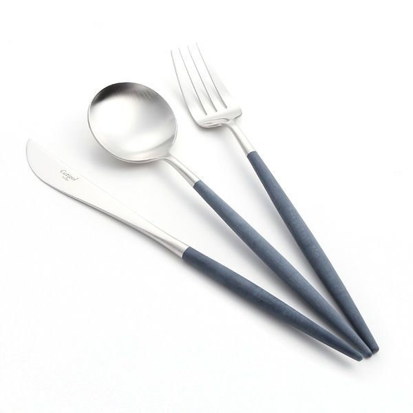 クチポール ゴア GOA ブルー／シルバー テーブル3点セット マット仕上げ 【ブランドボックス付】