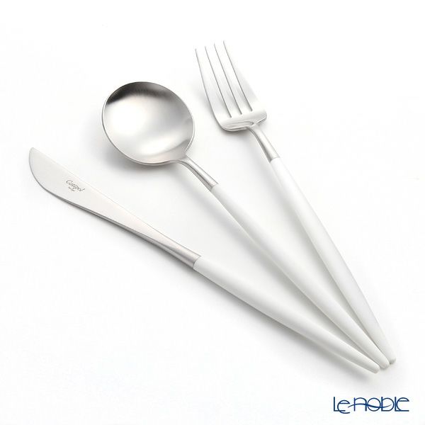 クチポール ゴア GOA ホワイト／シルバー テーブル3点セット マット仕上げ 【ブランドボックス付】