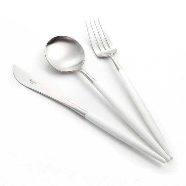 クチポール ゴア GOA ホワイト／シルバー テーブル3点セット マット仕上げ 【ブランドボックス付】