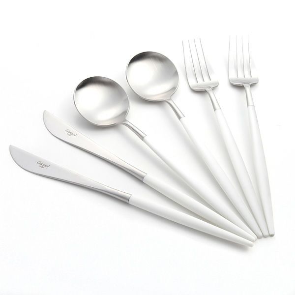 クチポール ゴア GOA ホワイト／シルバー テーブル6点セット マット仕上げ 【ブランドボックス付】