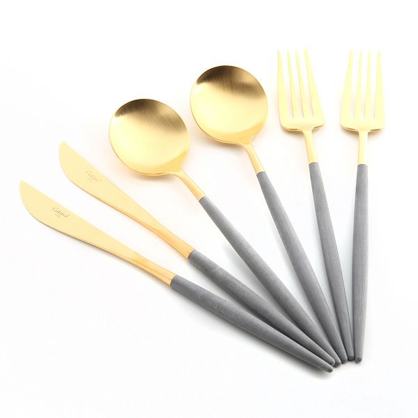 クチポール ゴア GOA グレー／ゴールド テーブル6点セット マット仕上げ 【ブランドボックス付】