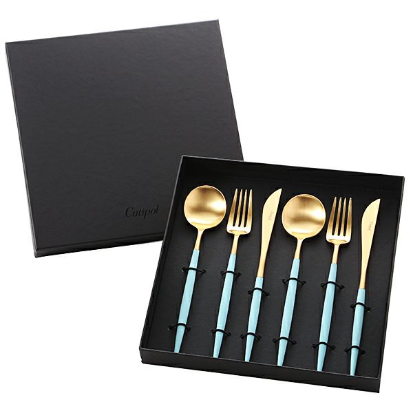 クチポール ゴア GOA ターコイズ／ゴールド テーブル6点セット マット仕上げ 【ブランドボックス付】