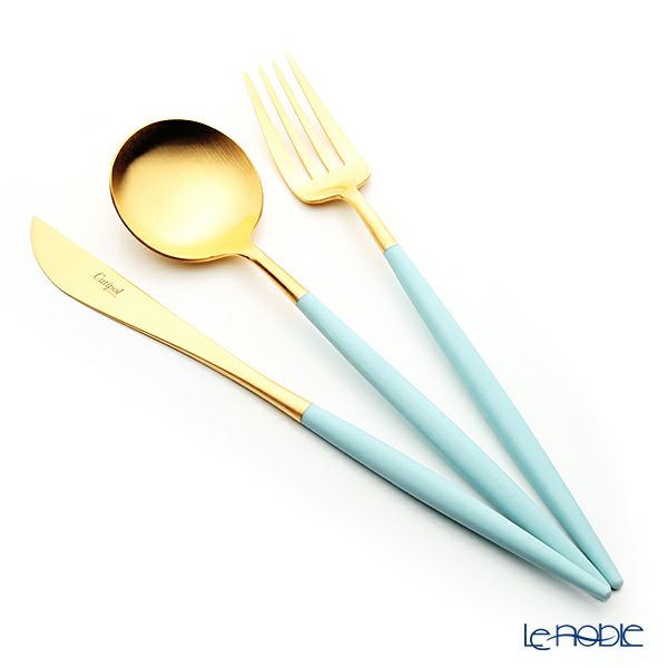 クチポール ゴア GOA ターコイズ／ゴールド テーブル3点セット マット仕上げ 【ブランドボックス付】