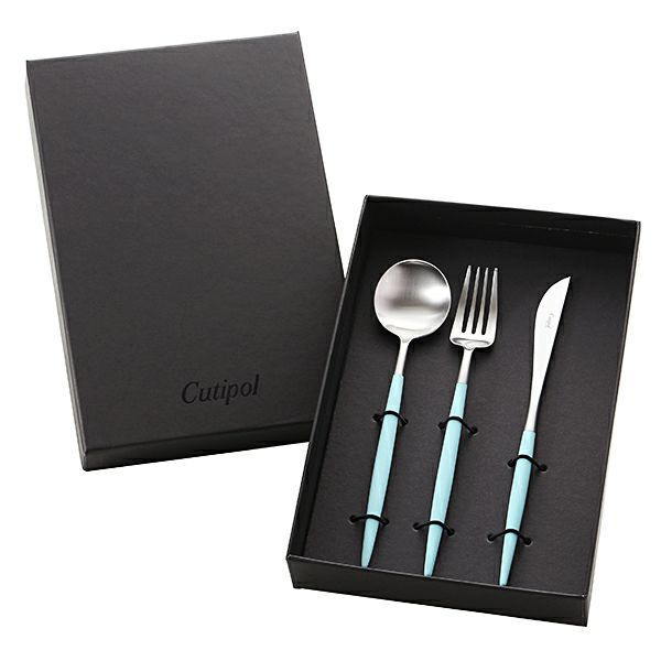 クチポール ゴア GOA ターコイズ／シルバー テーブル3点セット マット仕上げ 【ブランドボックス付】