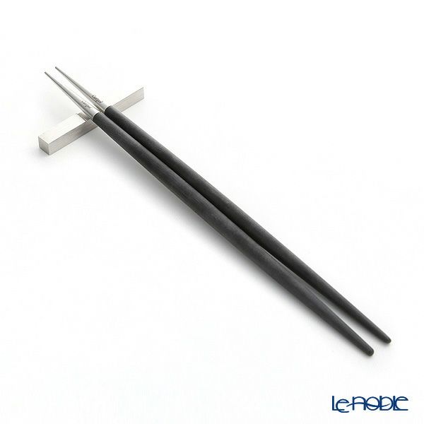 クチポール ゴア GOA ブラック／シルバー 箸+箸置セット 23cm マット仕上げ【ロゴ入リネン袋付】