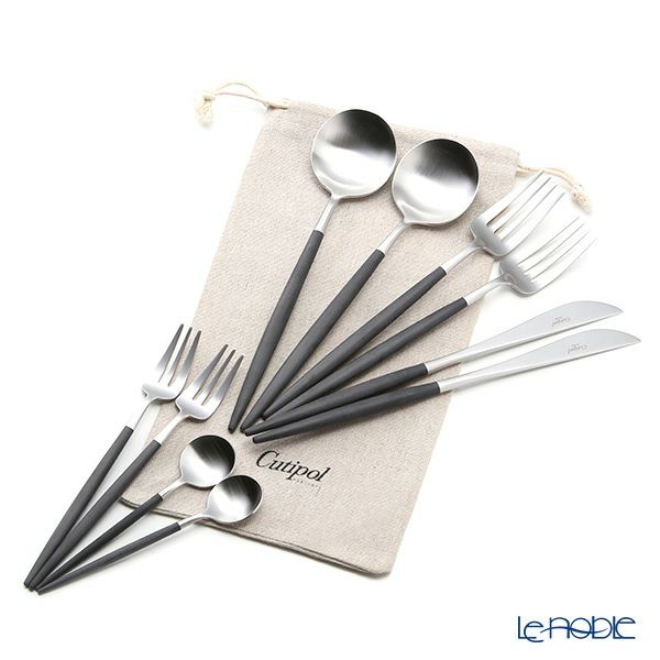 クチポール ゴア GOA ブラック／シルバー 2人用 10点セット マット仕上げ【ロゴ入リネン袋付】