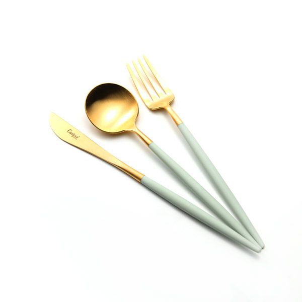 クチポール ゴア GOA セラドン／ゴールド デザート3点セット マット仕上げ 【ブランドボックス付】