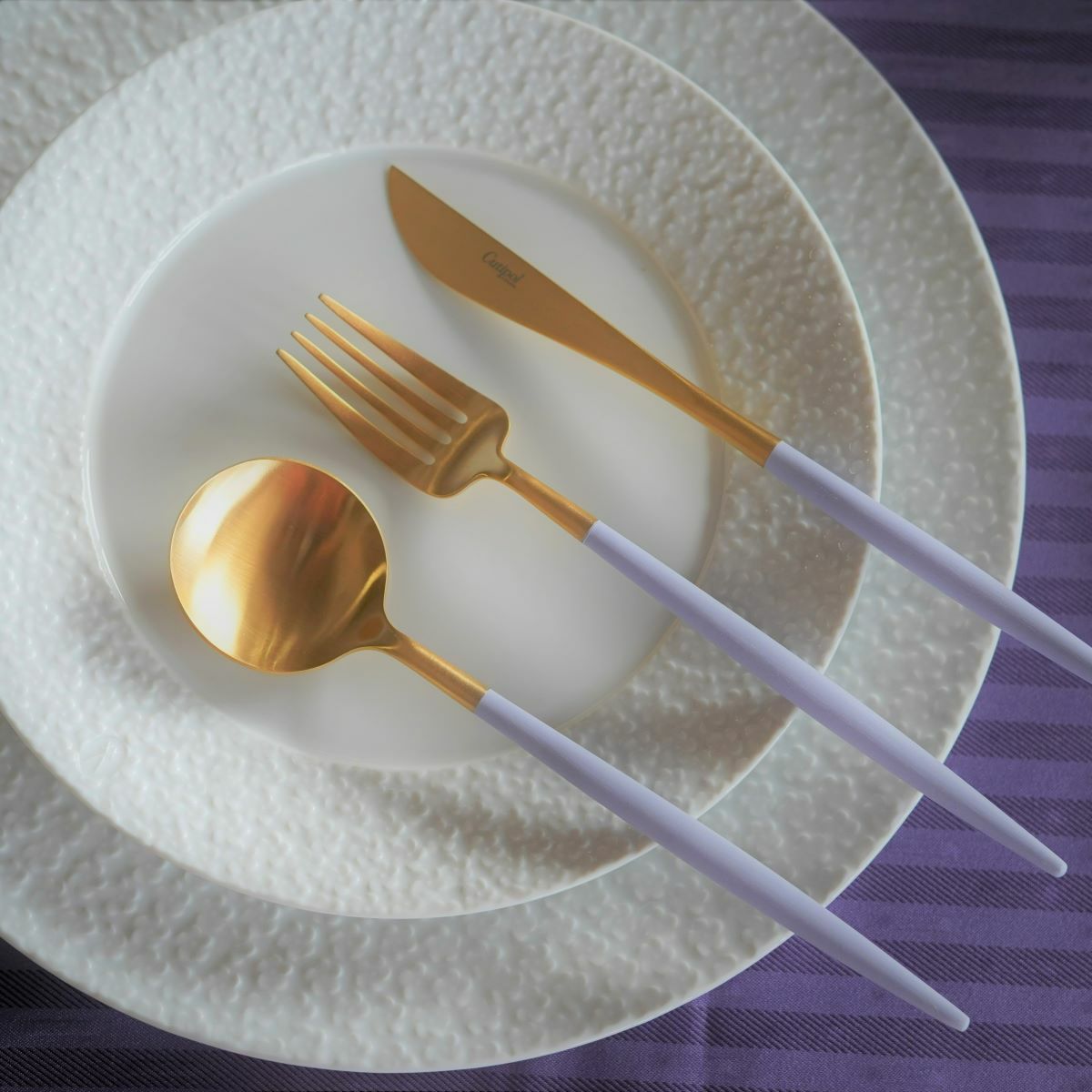 クチポール ゴア GOA バイオレット／ゴールド テーブル3点セット マット仕上げ 【ブランドボックス付】