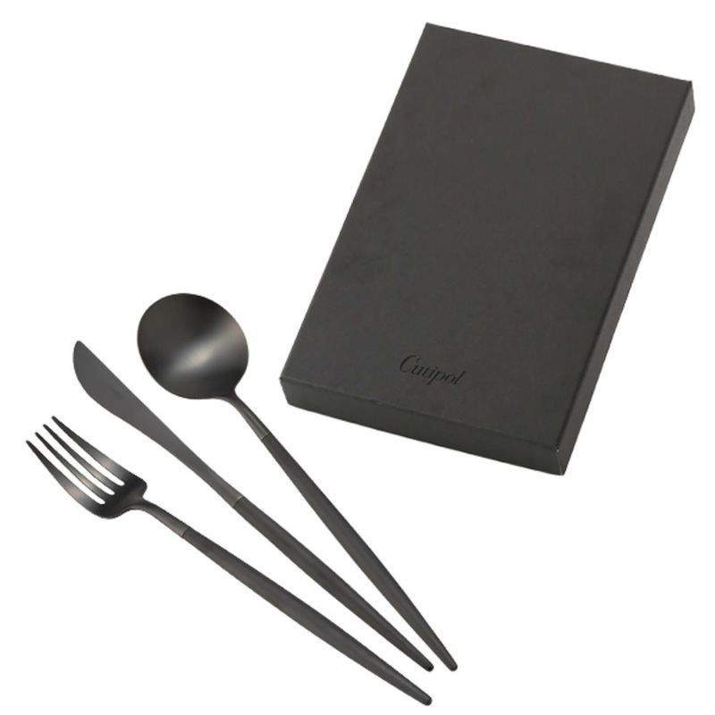 クチポール ゴア GOA ブラック／ブラック テーブル3点セット マット仕上げ 【ブランドボックス付】