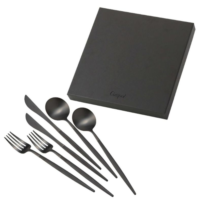 クチポール ゴア GOA ブラック／ブラック テーブル6点セット マット仕上げ 【ブランドボックス付】