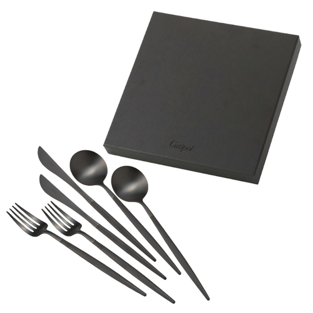 クチポール ゴア GOA ブラック／ブラック テーブル6点セット マット仕上げ 【ブランドボックス付】