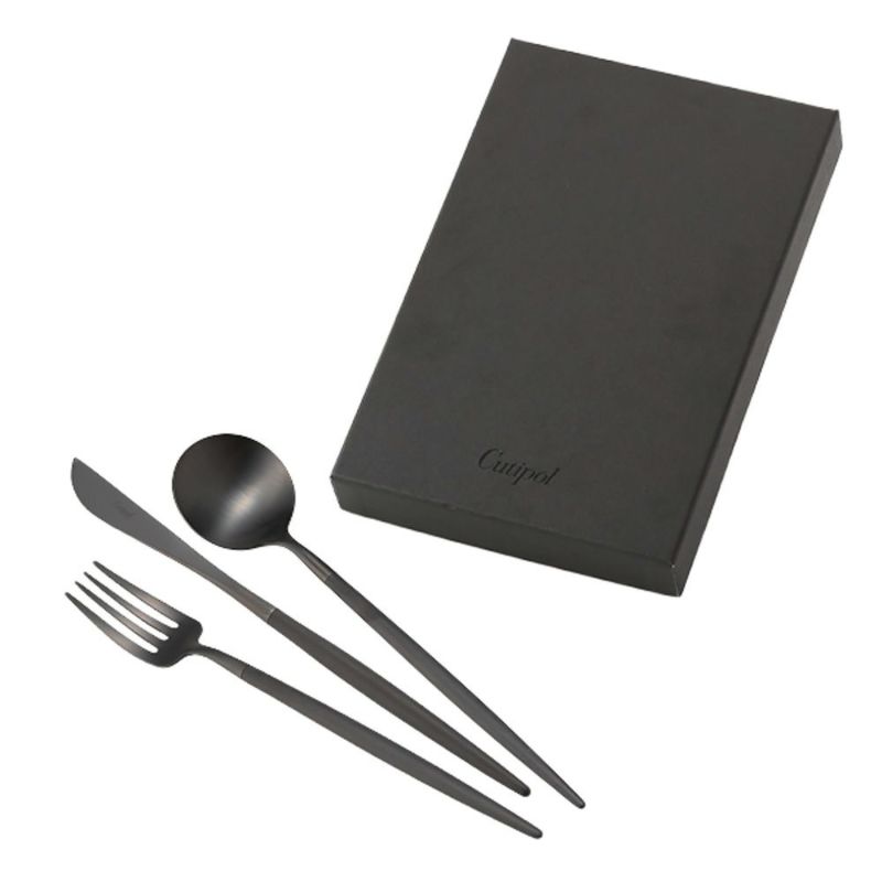 クチポール ゴア GOA ブラック／ブラック デザート3点セット マット仕上げ 【ブランドボックス付】