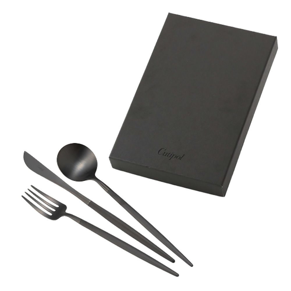 クチポール ゴア GOA ブラック／ブラック デザート3点セット マット仕上げ 【ブランドボックス付】