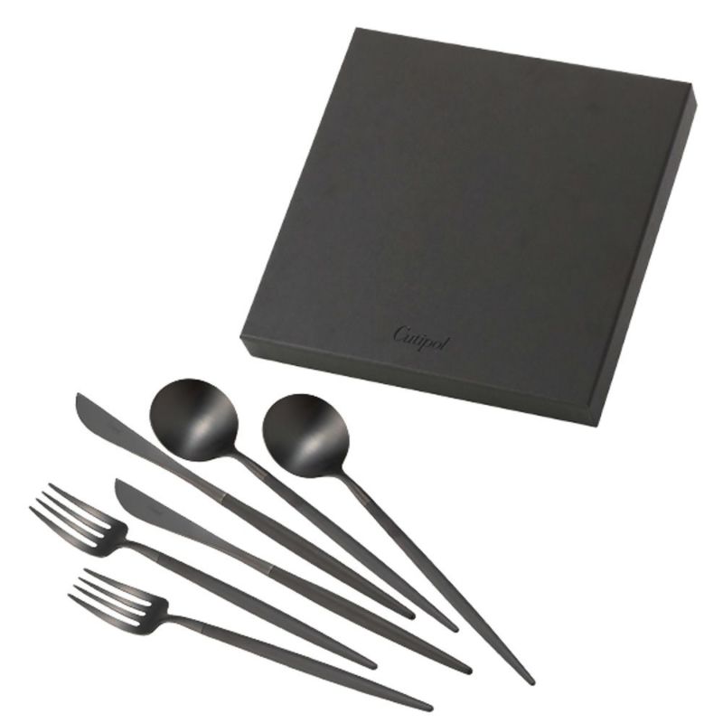 クチポール ゴア GOA ブラック／ブラック デザート6点セット マット仕上げ 【ブランドボックス付】