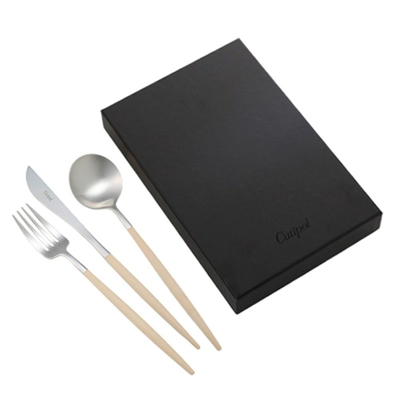 クチポール ゴア GOA アイボリー／シルバー テーブル3点セット マット仕上げ 【ブランドボックス付】