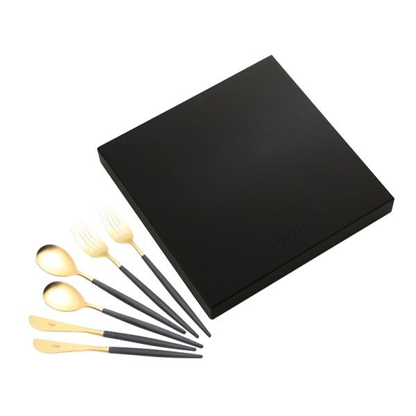 クチポール ミオ MIO ブラック／ゴールド テーブル6点セット マット仕上げ 【ブランドボックス付】