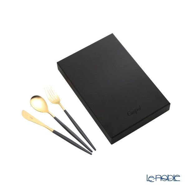 クチポール ミオ MIO ブラック／ゴールド テーブル3点セット マット仕上げ 【ブランドボックス付】