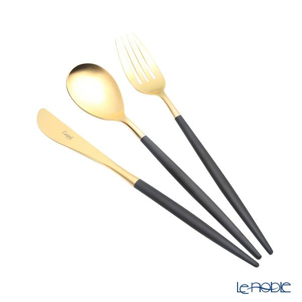 クチポール ミオ MIO ブラック／ゴールド テーブル3点セット マット仕上げ 【ブランドボックス付】