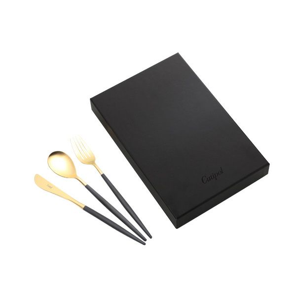 クチポール ミオ MIO ブラック／ゴールド テーブル3点セット マット仕上げ 【ブランドボックス付】