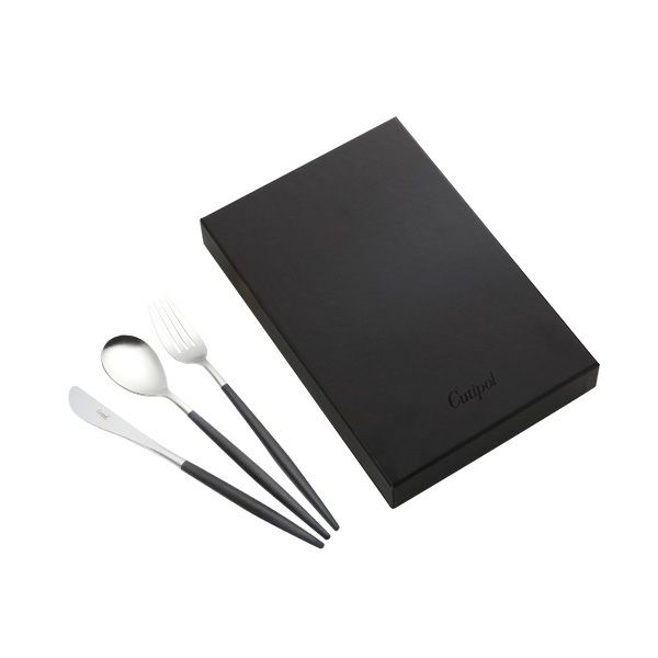 クチポール ミオ MIO ブラック／シルバー テーブル3点セット マット仕上げ 【ブランドボックス付】