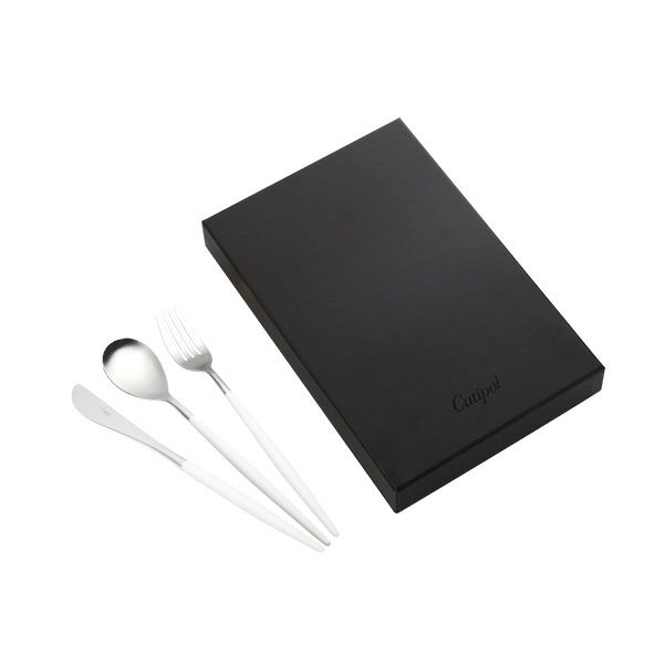 クチポール ミオ MIO ホワイト／シルバー テーブル3点セット マット仕上げ 【ブランドボックス付】