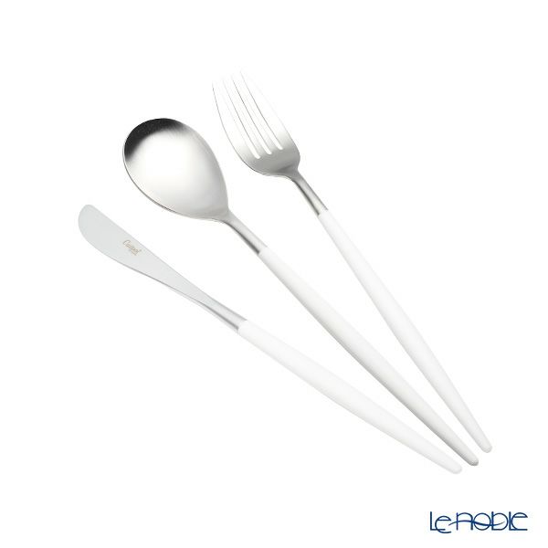 クチポール ミオ MIO ホワイト／シルバー デザート3点セット マット仕上げ 【ブランドボックス付】