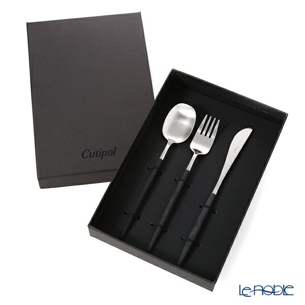 クチポール ナウ NAU ブラック／シルバー テーブル3点セット マット仕上げ【ブランドボックス付】