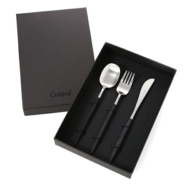 クチポール ナウ NAU ブラック／シルバー テーブル3点セット マット仕上げ【ブランドボックス付】