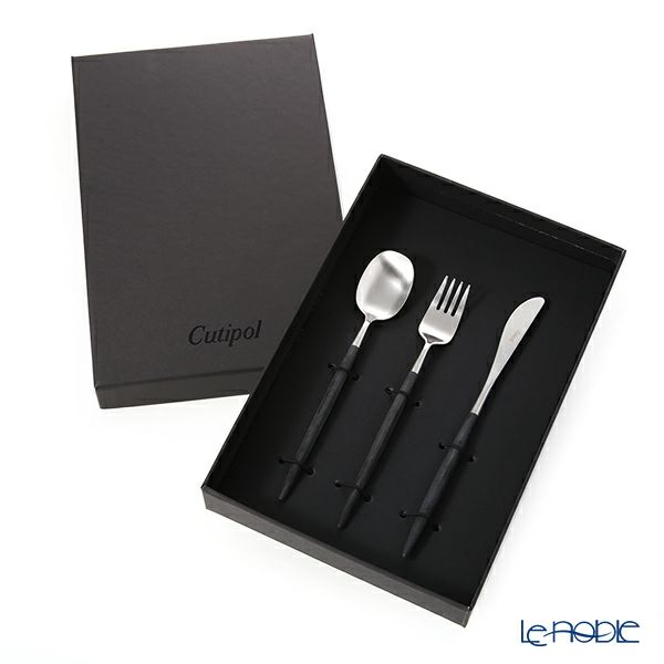 クチポール ナウ NAU ブラック／シルバー デザート3点セット マット仕上げ【ブランドボックス付】