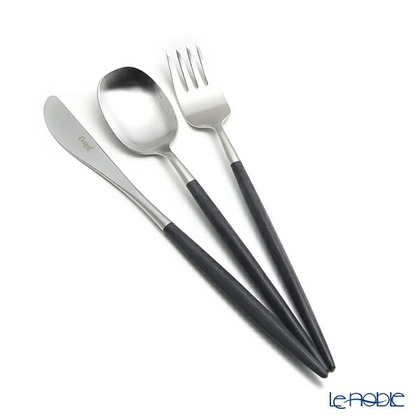 クチポール ナウ NAU ブラック／シルバー デザート3点セット マット仕上げ【ブランドボックス付】