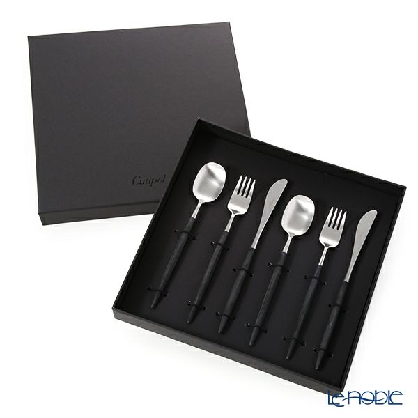 クチポール ナウ NAU ブラック／シルバー デザート6点セット マット仕上げ【ブランドボックス付】