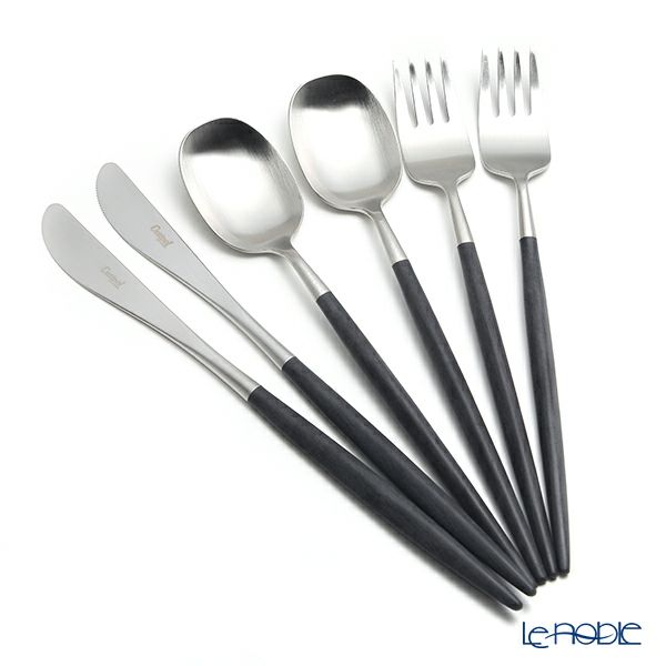 クチポール ナウ NAU ブラック／シルバー デザート6点セット マット仕上げ【ブランドボックス付】