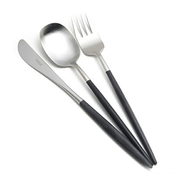 クチポール ナウ NAU ブラック／シルバー テーブル3点セット マット仕上げ