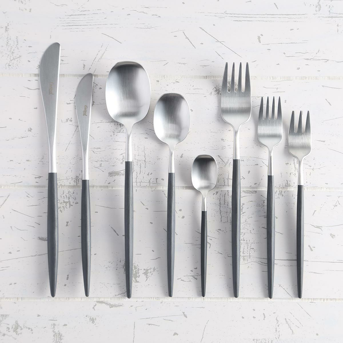 クチポール ナウ NAU ブラック／シルバー デザート3点セット マット仕上げ