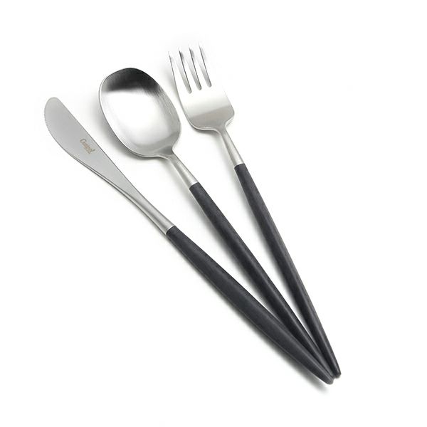 クチポール ナウ NAU ブラック／シルバー デザート3点セット マット仕上げ