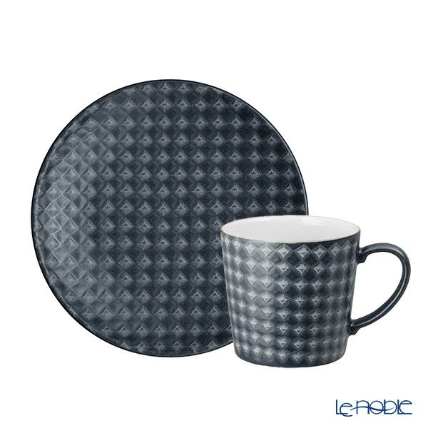 Denby デンビー インプレッション 2点セット ラージマグ 400ml ＆ プレート 17cm チャコールアクセント