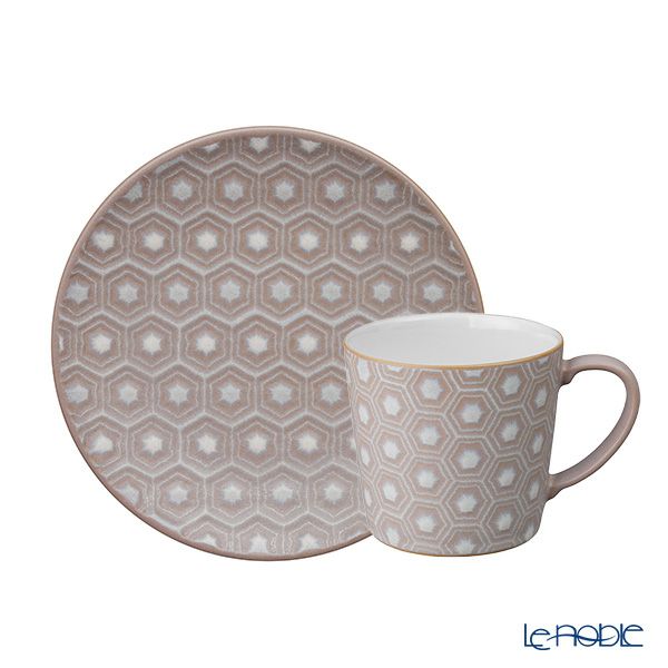 Denby デンビー インプレッション 2点セット ラージマグ 400ml ＆ プレート 17cm ピンクアクセント