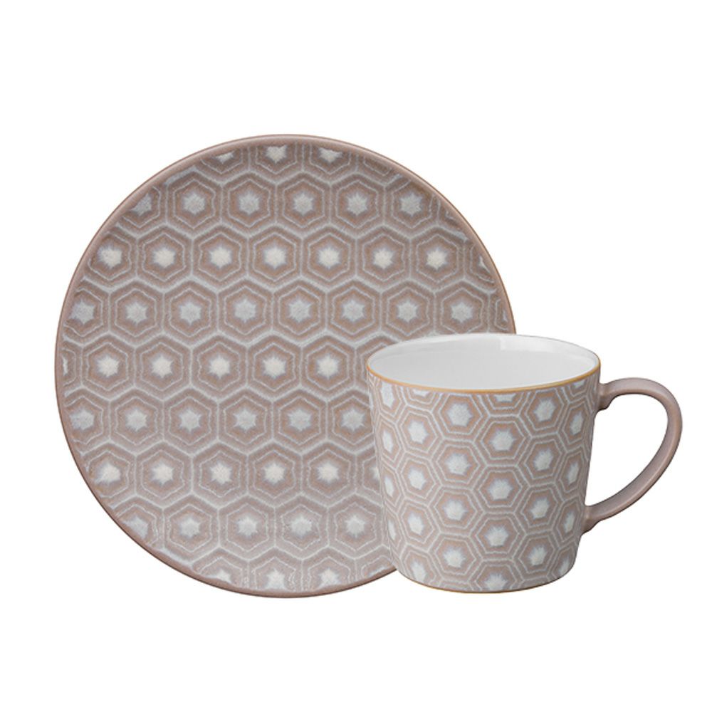 Denby デンビー インプレッション 2点セット ラージマグ 400ml ＆ プレート 17cm ピンクアクセント