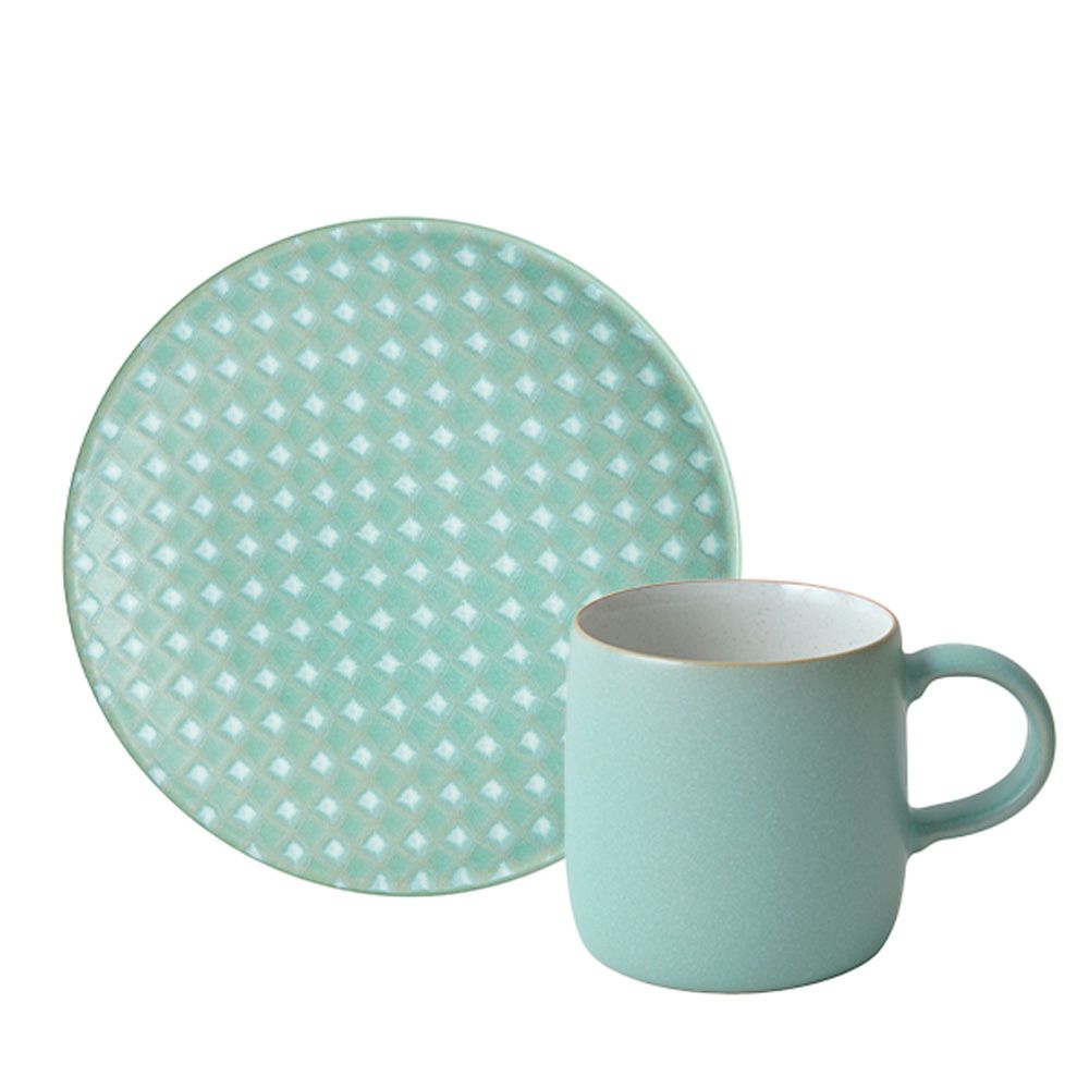 Denby デンビー インプレッション 2点セット スモールマグ 300ml ＆ プレート 17cm ミントアクセント