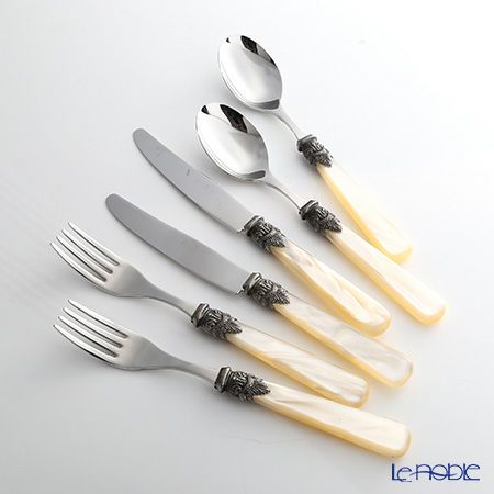 エメ ナポレオン ディナーフォーク＆スプーン＆ナイフ 2人用6本セット アイボリー