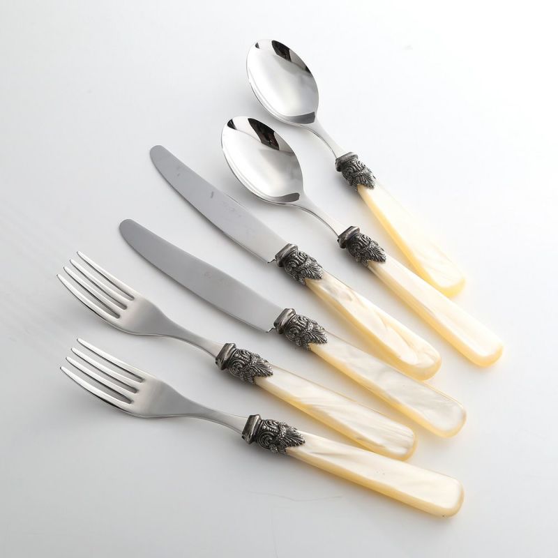 エメ ナポレオン ディナーフォーク＆スプーン＆ナイフ 2人用6本セット アイボリー