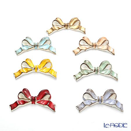 ソルディ フィレンツェリボン ナイフレスト（箸置き） F8 ホワイト地 リボン7色セット