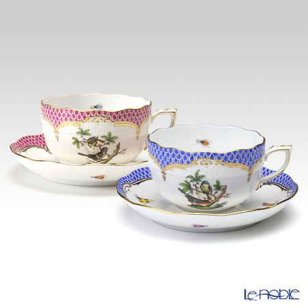 ヘレンド ロスチャイルドバード（ピンク・ブルー） 00724-0-00 ティーカップ＆ソーサー 200ml ペア
