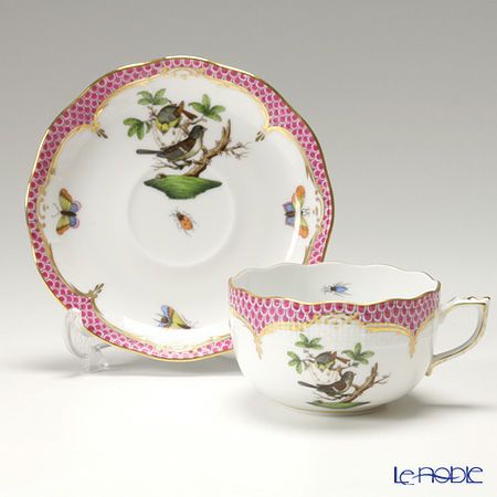 ヘレンド ロスチャイルドバード（ピンク・ブルー） 00724-0-00 ティーカップ＆ソーサー 200ml ペア