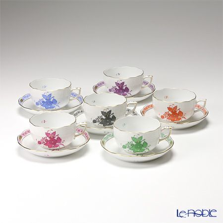 ヘレンド アポニーシリーズ ティーカップ＆ソーサー 200ml 6客セット