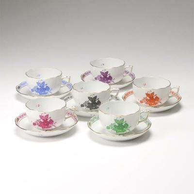 ヘレンド アポニーシリーズ ティーカップ＆ソーサー 200ml 6客セット